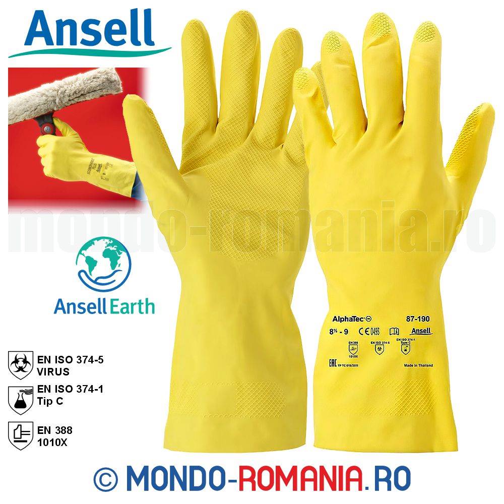 Echipament protectie - Manusi menajere din latex natural ANSELL ECONOHANDS PLUS